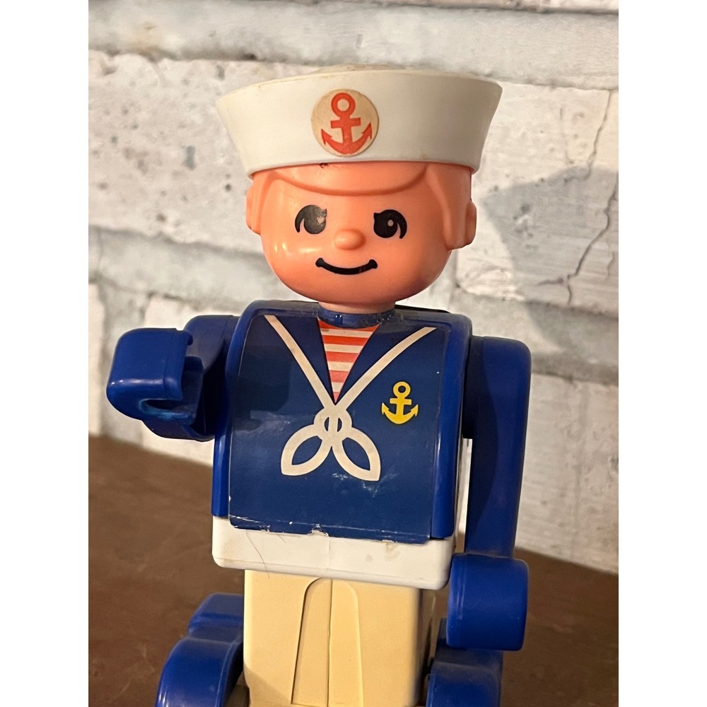 Vintage 1976 Tomy Singapore Little Sailor Boy Navy Boy Push & Roll Toy